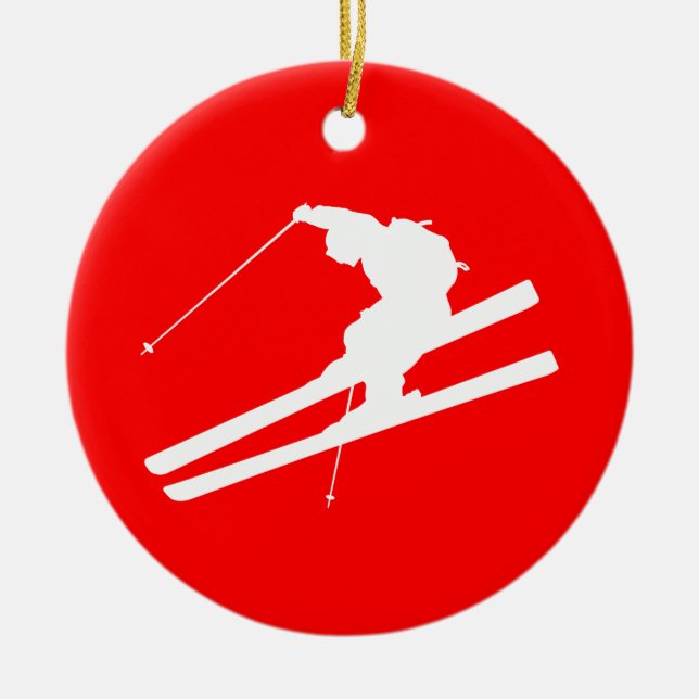 skiing ceramic tree decoration (Front)