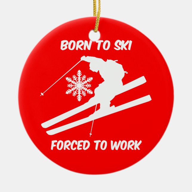 skiing ceramic tree decoration (Front)
