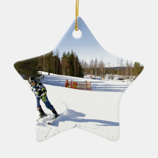 skiing ceramic tree decoration (Front)