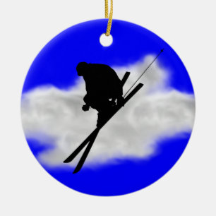 skiing ceramic tree decoration