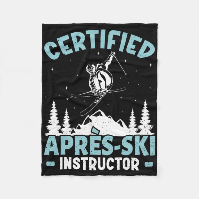 Skiing Certified Apres-ski Instructor Lustig Ski S Fleece Blanket (Front)