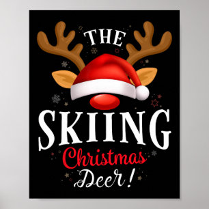 Skiing Christmas Deer Pjs Xmas Family Matching Poster