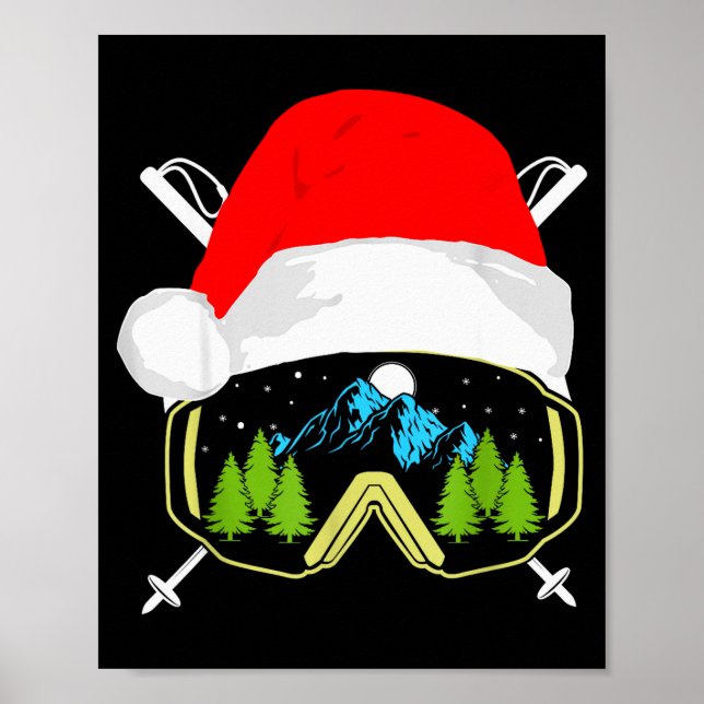 Skiing Christmas Santa Apparel For Men Kids Snowbo Poster (Front)