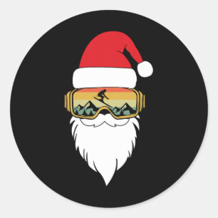 Skiing Christmas Winter Skier Funny Apres Ski Classic Round Sticker