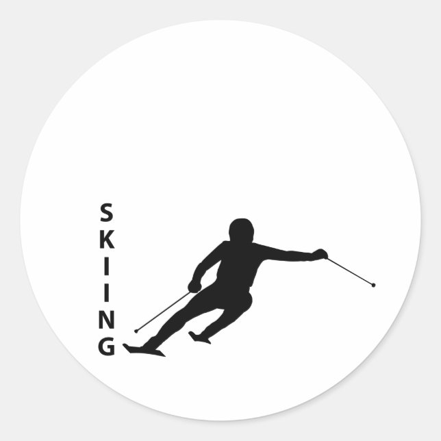 Skiing Classic Round Sticker (Front)