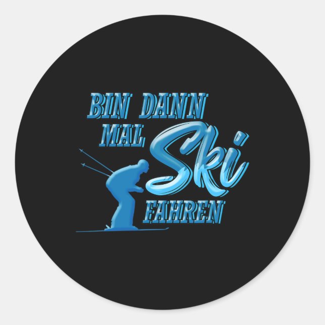 Skiing  classic round sticker (Front)