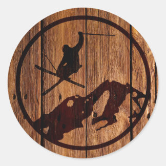 Skiing Classic Round Sticker