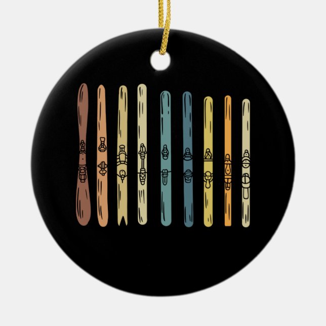 Skiing - Collection of ski boards Ceramic Tree Decoration (Front)