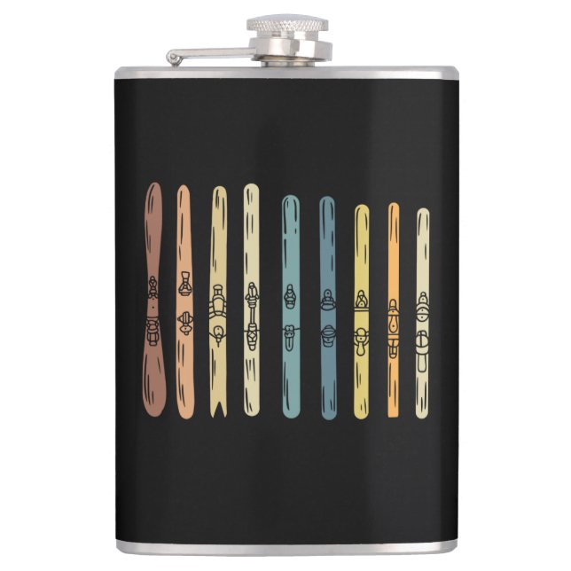 Skiing - Collection of ski boards Hip Flask (Front)