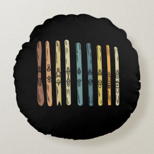 Skiing - Collection of ski boards Round Cushion
