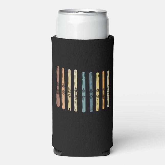 Skiing - Collection of ski boards Seltzer Can Cooler (Seltzer Front)