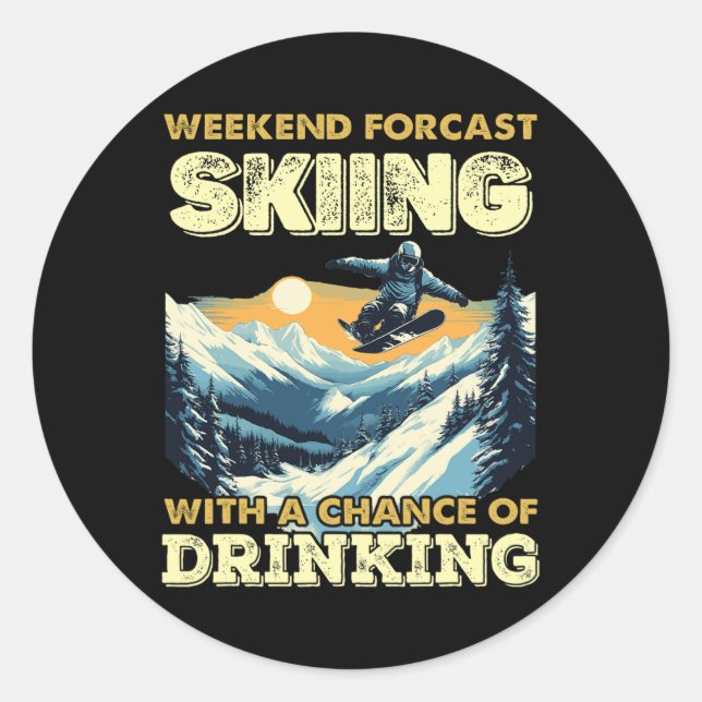 Skiing Costume Snow Fan Snowboarding Ski Mountains Classic Round Sticker (Front)