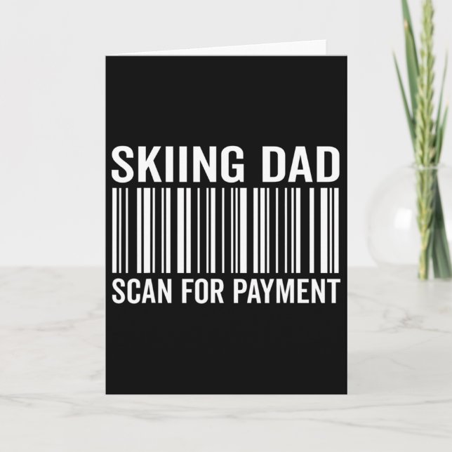 Skiing Dad Daddy Scan For Payment Funny Rcode Daug Card (Front)