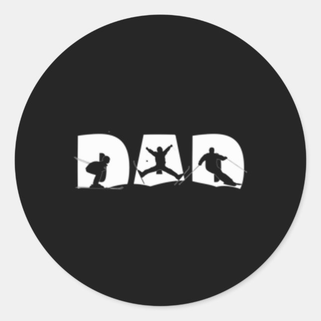Skiing Dad Dads Who Ski Ski Dad Classic Round Sticker (Front)