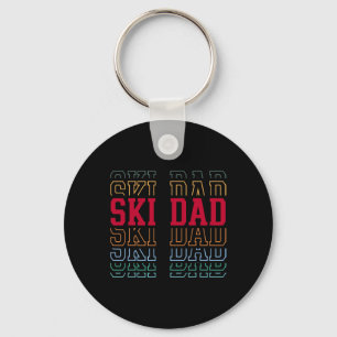 Skiing Dad Funny Layered Text Skier Ski Father _1 Key Ring