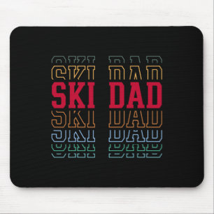 Skiing Dad Funny Layered Text Skier Ski Father _1 Mouse Mat