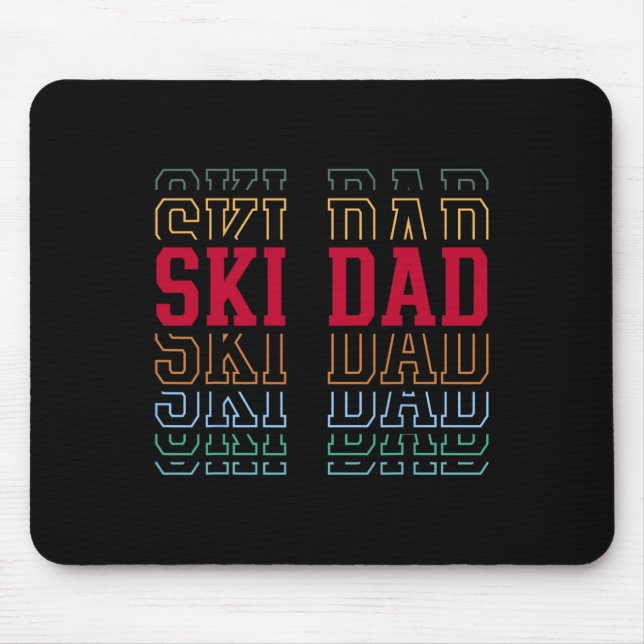 Skiing Dad Funny Layered Text Skier Ski Father _1  Mouse Mat (Front)