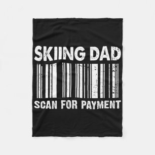 Skiing Dad Scan For Payment Rcode Father's Day Fleece Blanket