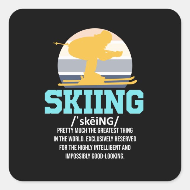 Skiing Definition Ski Skier Snowboard Winter Square Sticker (Front)
