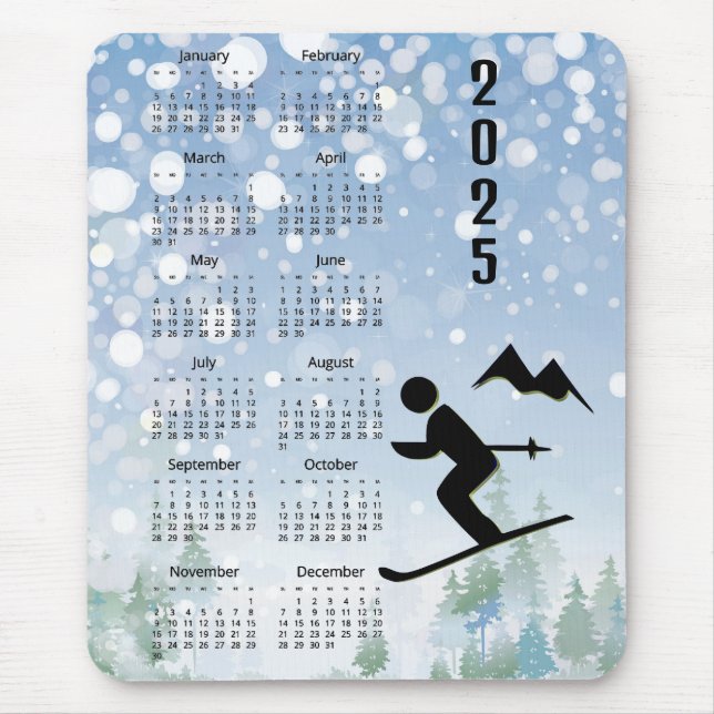 Skiing Design 2025 Calendar  Mouse Mat (Front)