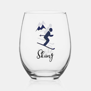 Skiing Design Stemless Wine Glass