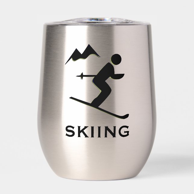 Skiing Design Thermal Wine Tumbler (Front)