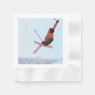 Skiing Downhill Art Napkin