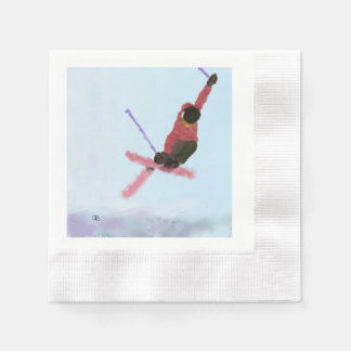 Skiing Downhill Art Napkin