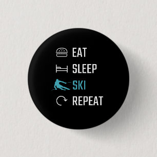 Skiing - Eat Sleep Skiing Repeat 3 Cm Round Badge
