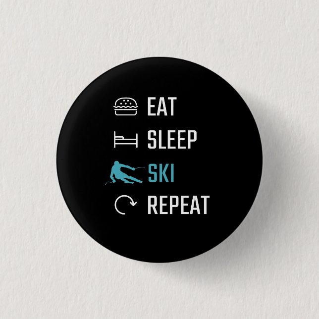 Skiing - Eat Sleep Skiing Repeat 3 Cm Round Badge (Front)