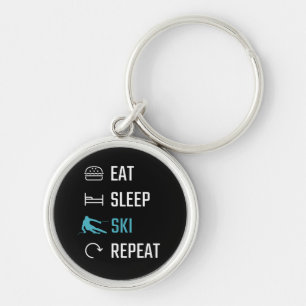 Skiing - Eat Sleep Skiing Repeat Key Ring