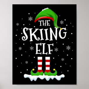 Skiing Elf Squad Xmas Family Matching Group Christ Poster