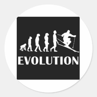 Skiing Evolution Classic Round Sticker