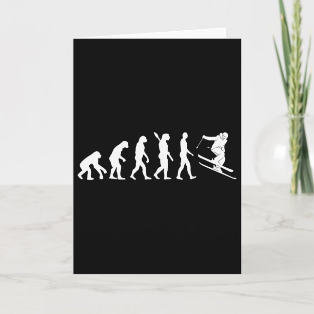 Skiing Evolution Funny Skier Freestyle Ski Winter  Card (Front)