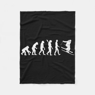 Skiing Evolution Funny Skier Freestyle Ski Winter  Fleece Blanket