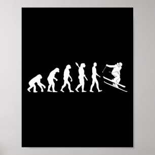 Skiing Evolution Funny Skier Freestyle Ski Winter  Poster