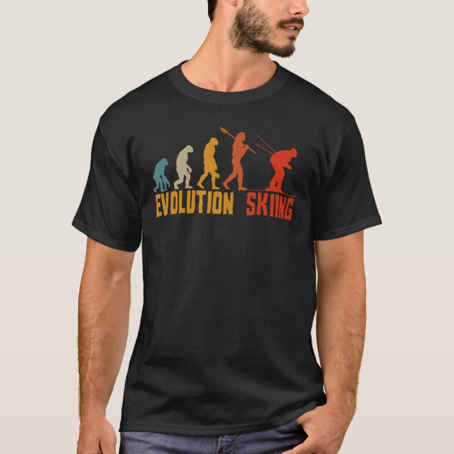 Skiing Evolution Ski Gear For Skiers Designs 2 T-Shirt (Front)