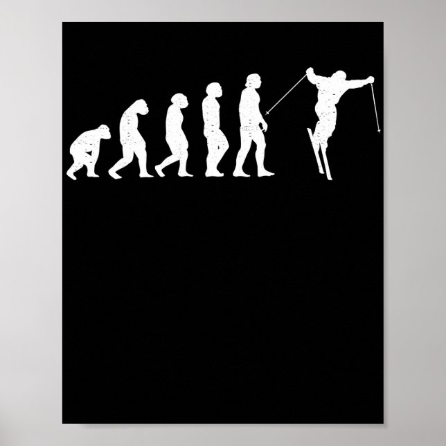 Skiing evolution skier development ski monkey poster (Front)