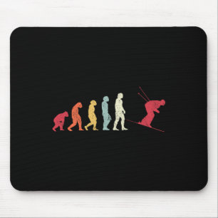 Skiing Evolution To Modern Man Skier Retro Monkey  Mouse Mat