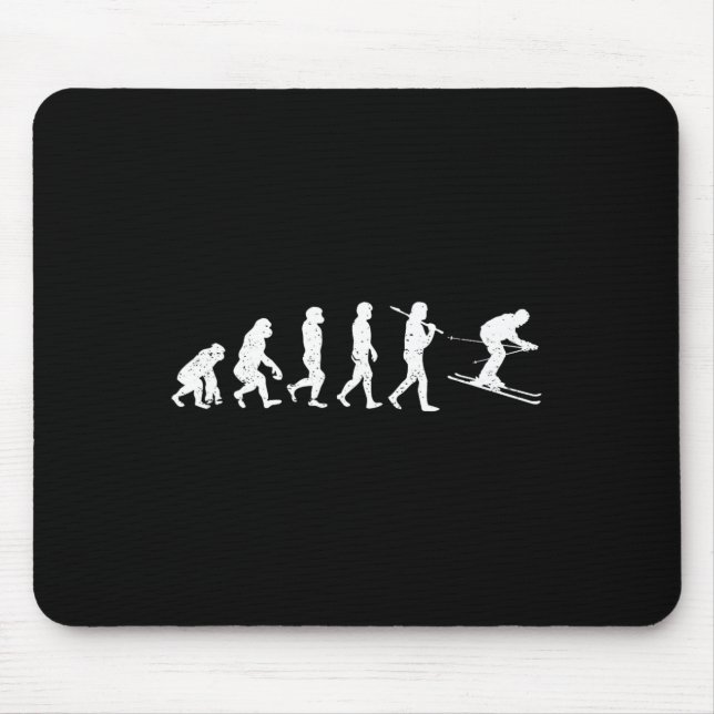 Skiing Evolution Winter Sport Downhill Ski Snowboa Mouse Mat (Front)