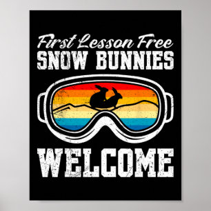 Skiing First Lesson Free Snow Bunnies Welcome Skie Poster
