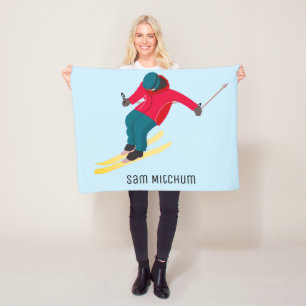Skiing Fleece Blanket