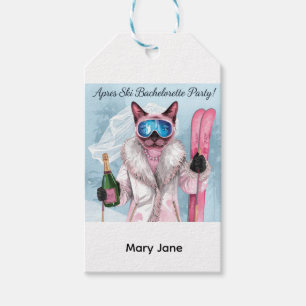 Skiing for Bride on slope Gift Tags