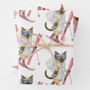 Skiing for Bride on slope  Wrapping Paper Sheet