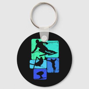 Skiing For Skiier Retro Mens Ski  Key Ring