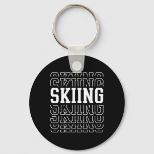 Skiing Funny Layered Text Skier Ski Coach Key Ring