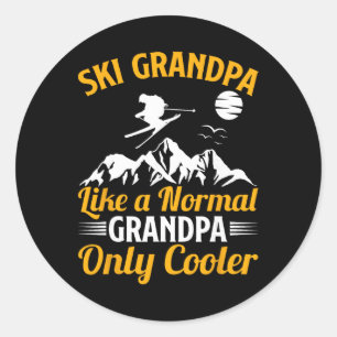 Skiing Funny Ski Grandpa A Normal Grandpa Only Coo Classic Round Sticker