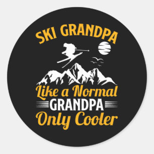 Skiing Funny Ski Grandpa A Normal Grandpa Only Coo Classic Round Sticker