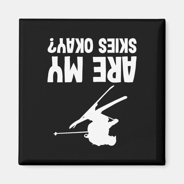 Skiing Funny Upside Down Winter Sport Skier  Magnet (Front)