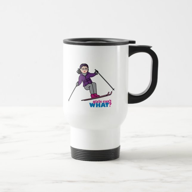 Skiing Girl - Medium Travel Mug (Right)